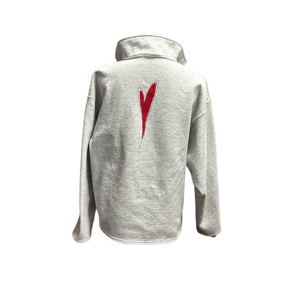 Victoria 1/2 Zip Heart Fleece Gray and Red Sweatshirt - Picture 3 of 12
